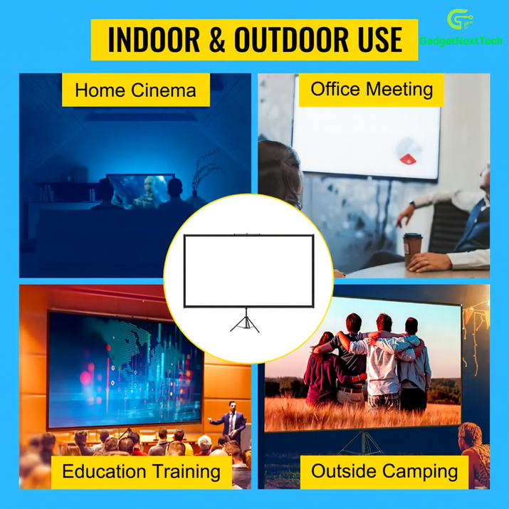 🎬 100inch Portable Projector Screen with Stand – 4K HD Foldable Cinema Display™