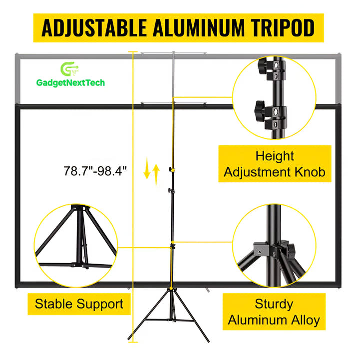 🎬 100inch Portable Projector Screen with Stand – 4K HD Foldable Cinema Display™